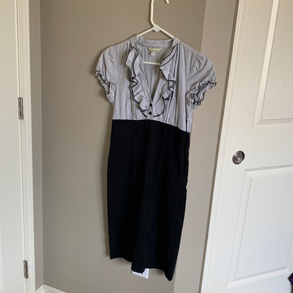 Sparkling black and white stripe dress